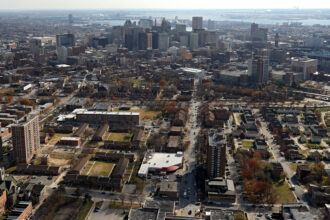 An aerial view of Baltimore city skyline on Dec. 1, 2016 in Baltimore, Maryland. Credit: Patrick Smith/Getty Images