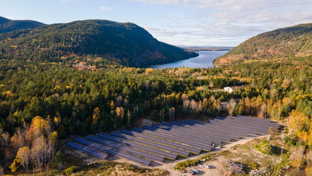 A solar array built by ReVision Energy sits on top of a former landfill on Mount Desert Island, Maine, in Versant Power's current territory. Credit: ReVision Energy